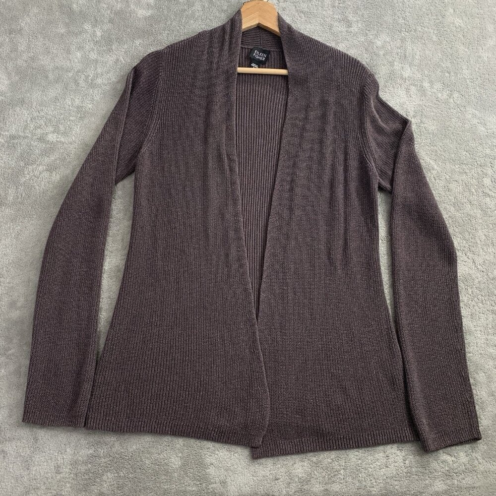 Eileen Fisher Cardigan Womens Small Brown Casual Open Front Knit Minimalist Wrap - Picture 1 of 8